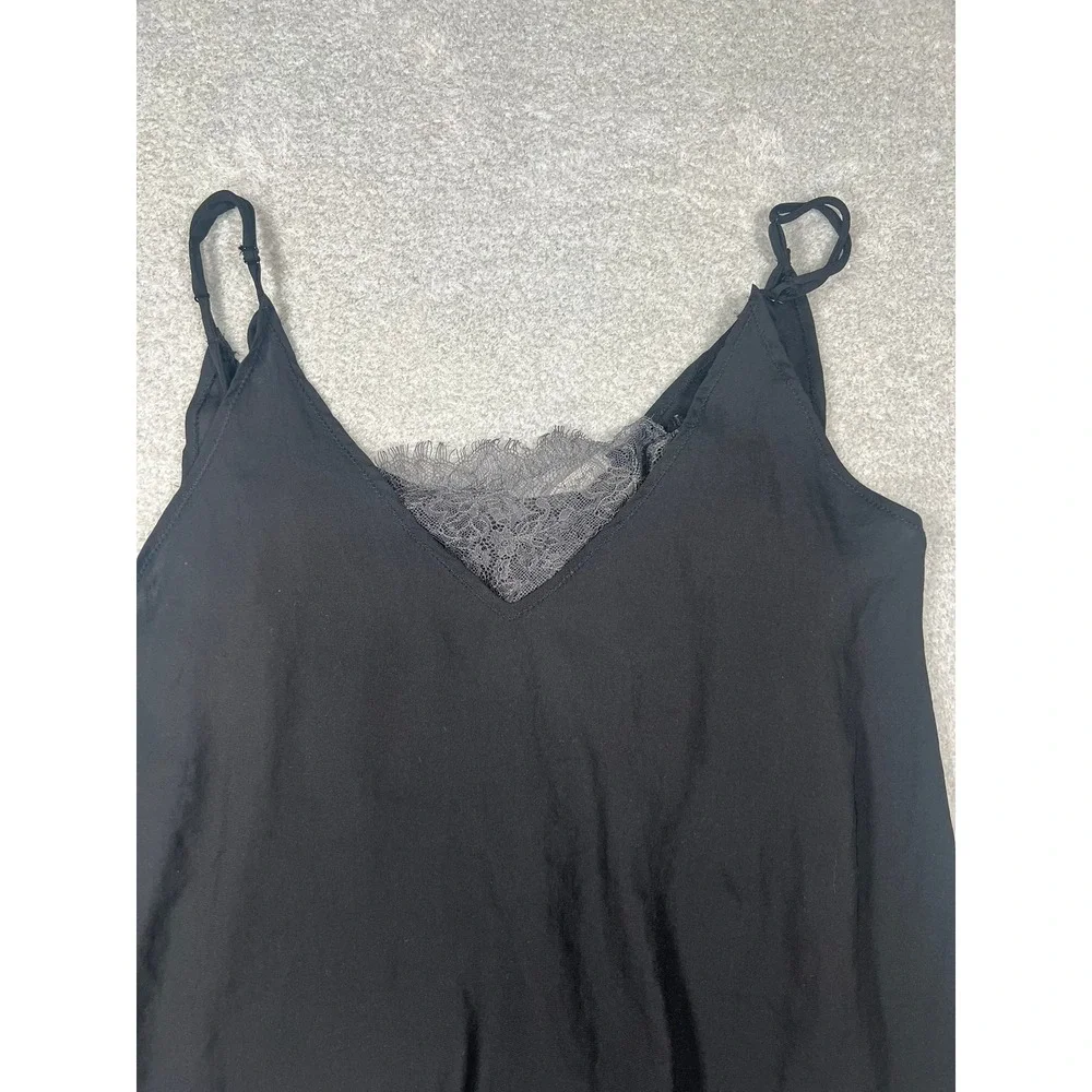 Intimately Free People Black Lace Trim Cami Tank Top XS V-Neck Adjustable Straps